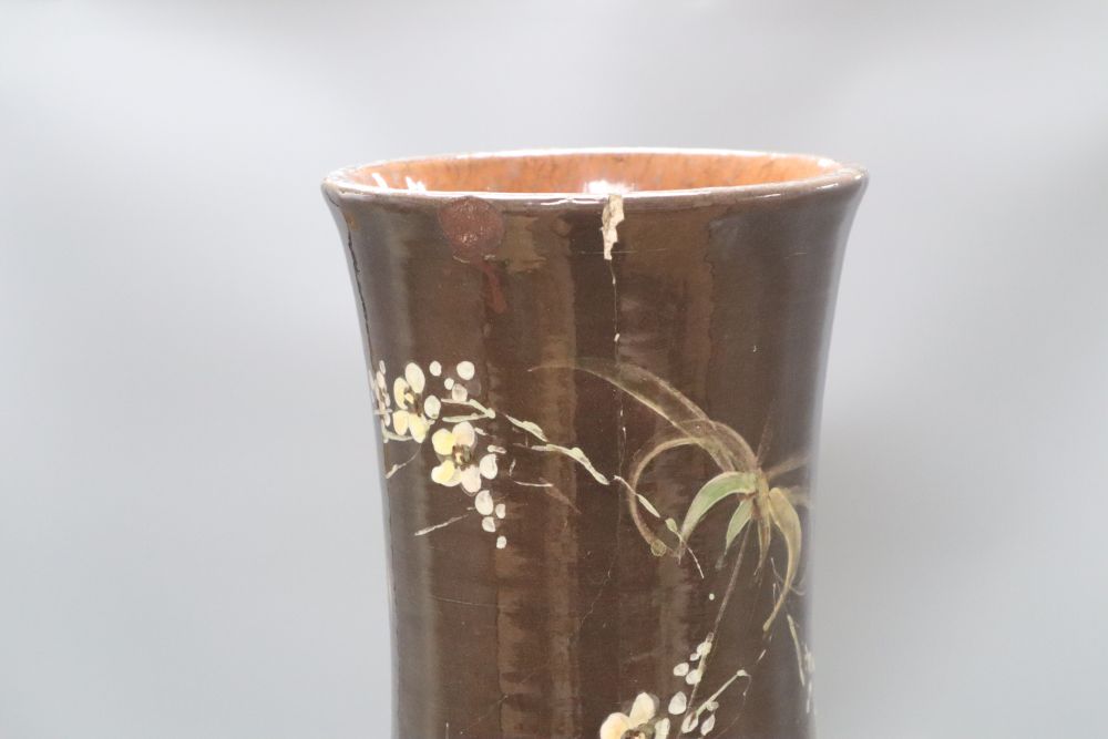 A large late 19th century Art pottery vase, height 63cm